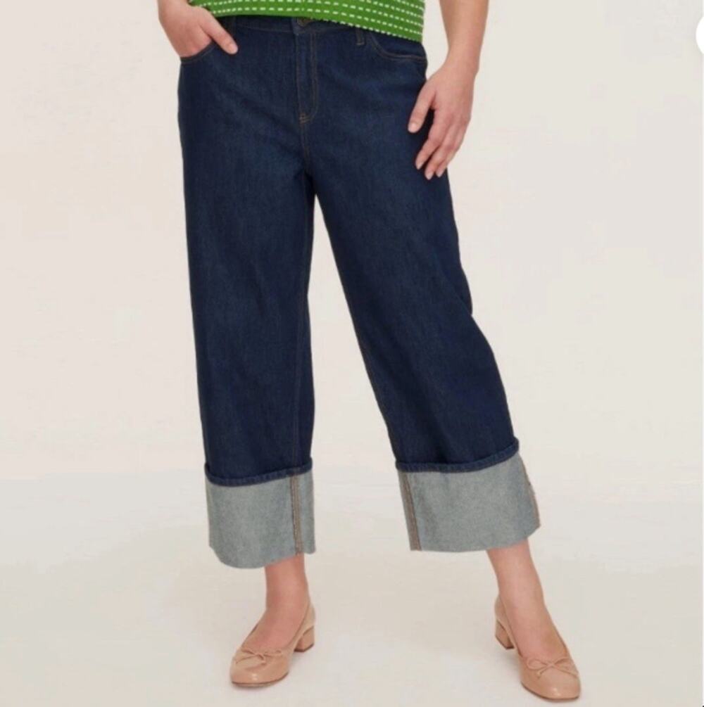 Kate Spade X Target Plus Sz 14 Wide Leg Hight Rise Straight Leg Denim Jeans Blue